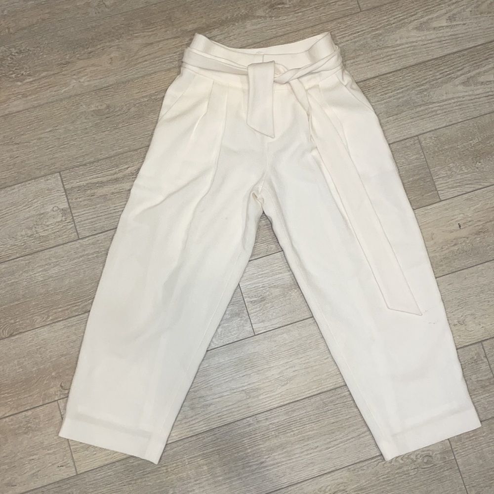 Club Monaco Crop Crepe Off White Cream belted Zara Meshki House of CB Trouser XS